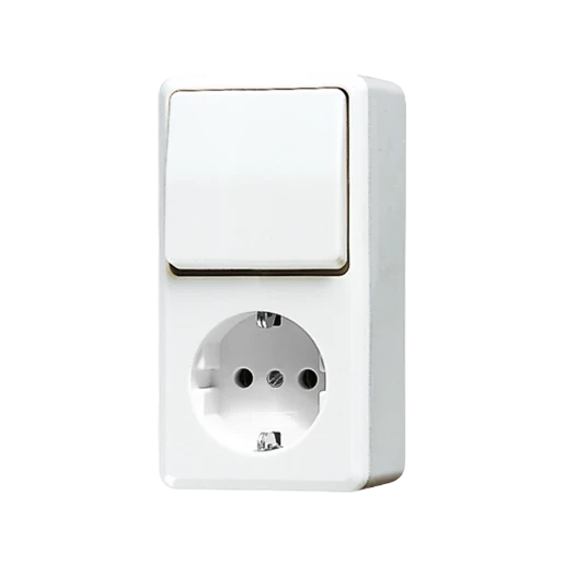 Jung AP 600 combinatie wandcontactdoos + ra wissel opbouw Wisselschakelaar wit IP20 676AWW