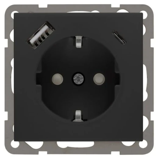 Peha wandcontactdoos met usb-laadstation 3,4a inbouw zwart 00034462