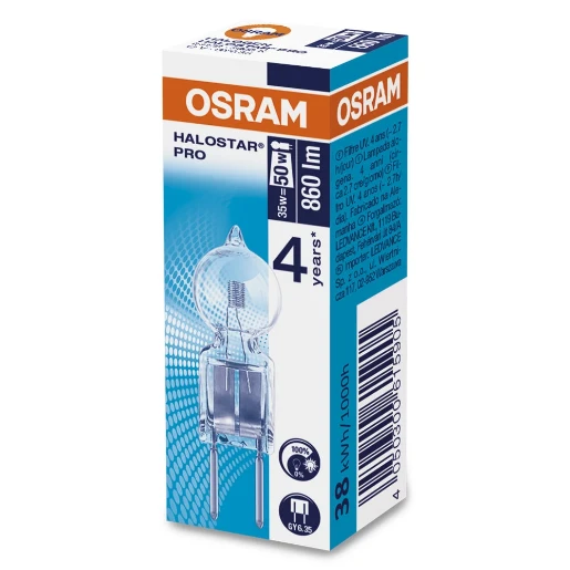 Osram Halostar GY6,35 Halogeenlamp zonder reflector 2900K 800lm helder 37W 12V 12mm 4050300615905