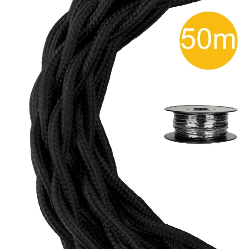 Bailey TEXTILE CABLE TWISTED 2C BLACK 50M ROLL