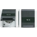 Jung WG 800 wandcontactdoos onderkast opbouw 16A 250V RA Glanzend grijs RAL 7035 IP44 8220NAW