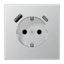 Jung LS range wandcontactdoos inbouw 16A 250V RA KV Mat aluminium RAL IP20 AL1520-15CA-L