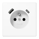 Jung LS range wandcontactdoos frans/belgisch systeem inbouw 16A 250V RA KV Glanzend wit RAL 9016 IP2X LS1520F-15CAWW