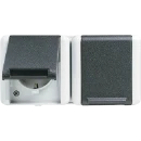 Jung WG 800 wandcontactdoos onderkast opbouw 16A 250V RA Glanzend grijs RAL 7035 IP44 8220W