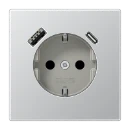 Jung LS range wandcontactdoos inbouw 16A 250V RA KV Mat aluminium RAL 9006 IP20 AL1520-15CA