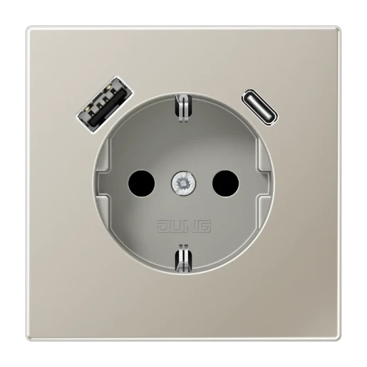 Jung LS range wandcontactdoos edelstaal inbouw 16A 250V RA KV Mat RVS RAL IP20 ES1520-15CA