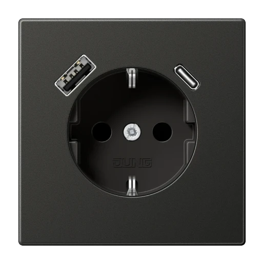 Jung LS range wandcontactdoos inbouw 16A 250V RA KV Mat antraciet RAL IP20 AL1520-15CAAN