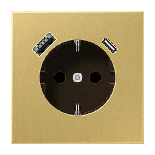 Jung LS range wandcontactdoos klassiek inbouw 16A 250V RA KV Mat messing RAL IP20 ME1520-15CAC