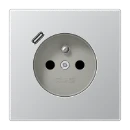 Jung LS range wandcontactdoos inbouw 16A 250V RA KV Mat aluminium RAL 9006 IP20 AL1520F-18C