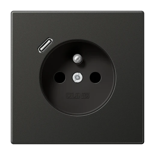 Jung LS range wandcontactdoos inbouw 16A 250V RA KV Mat antraciet RAL IP20 AL1520F-18CAN