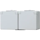 Jung WG 600 wandcontactdoos onderkast opbouw 16A 250V RA Glanzend grijs RAL 7035 IP44 622NW