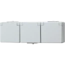 Jung WG 600 wandcontactdoos onderkast opbouw 16A 250V RA Glanzend grijs RAL 7035 IP44 623NW