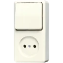 Jung AP 600 combinatie wandcontactdoos wissel opbouw wit IP20 646A