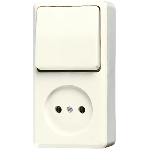 Jung AP 600 combinatie wandcontactdoos wissel opbouw wit IP20 646A