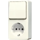 Jung AP 600 combinatie wandcontactdoos wissel + ra opbouw wit IP20 676A