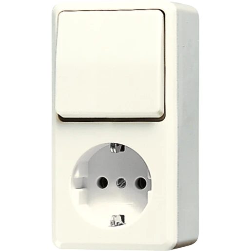 Jung AP 600 combinatie wandcontactdoos wissel + ra opbouw wit IP20 676A
