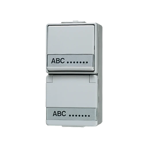 Jung WG 600 combinatie wandcontactdoos + ra + tekstveld wissel opbouw grijs IP44 676NAW