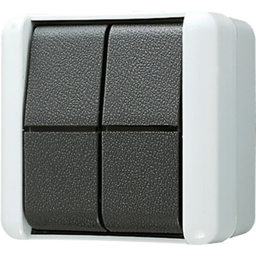 Jung WG 800 impulsdrukker met onderkast maakcontact opbouw serie drukcontact Wip Glanzend grijs RAL 7035 835W