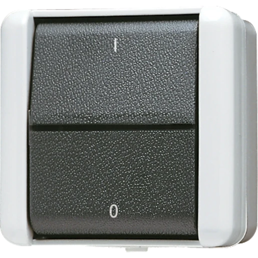 Jung WG 800 wipschakelaar met onderkast Tweepolige schakelaar opbouw grijs RAL 7035 IP44 802W