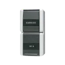 Jung WG 800 combinatie wandcontactdoos wissel + ra + tekstveld opbouw grijs IP44 876NAW