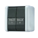 Jung WG 800 impulsdrukker met onderkast opbouw serie drukcontact Wip Glanzend grijs RAL 7035 839NAW