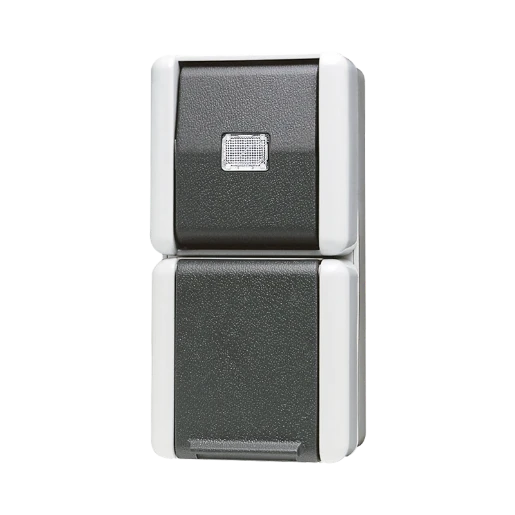 Jung WG 800 combinatie wandcontactdoos met bescherming opbouw grijs IP44 871W