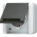 Jung WG 800 wandcontactdoos onderkast opbouw 16A 250V RA Glanzend grijs RAL 7035 IP44 820W