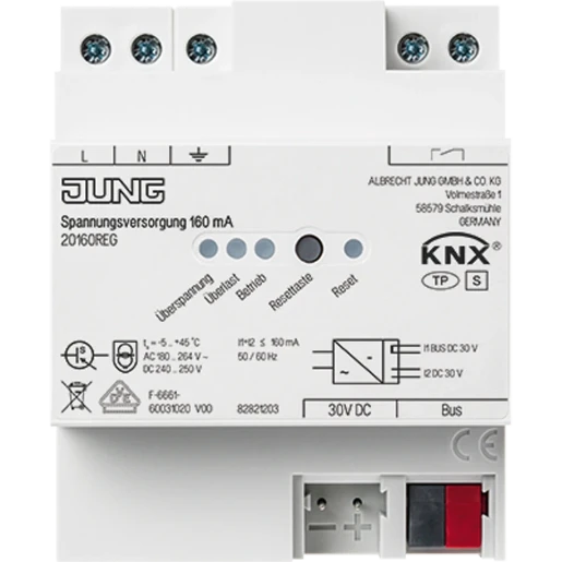 Jung Voedingseenheid bussysteem KNX 160mA 30V DIN-rail 20160REG