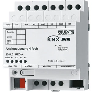 Jung Analoge uitgang KNX 4-voudig KNX DIN-rail 2204.01REGA