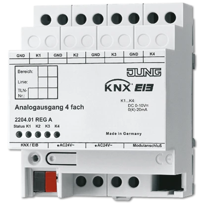Jung Analoge uitgang KNX 4-voudig KNX DIN-rail 2204.01REGA