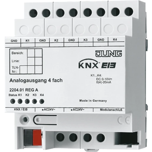 Jung Analoge uitgang KNX 4-voudig KNX DIN-rail 2204.01REGA