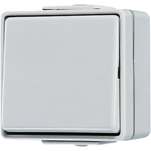 Jung WG 600 wipschakelaar met onderkast Wisselschakelaar opbouw grijs RAL 7035 IP44 606W