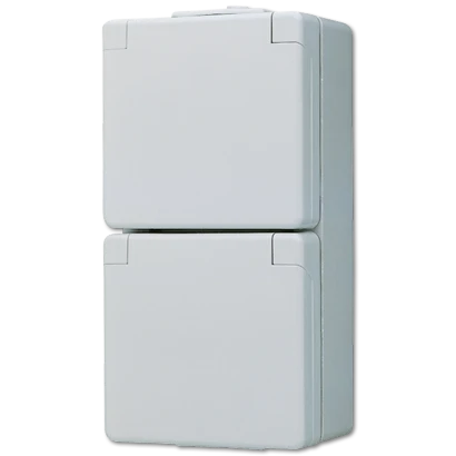 Jung WG 600 wandcontactdoos onderkast opbouw 16A 250V RA Glanzend grijs RAL 7035 IP44 622NV