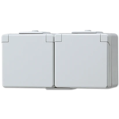 Jung WG 600 wandcontactdoos onderkast opbouw 16A 250V RA Glanzend grijs RAL 7035 IP44 622NW