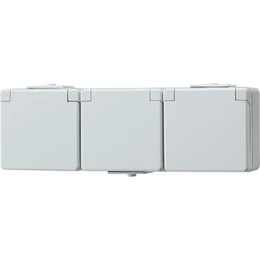 Jung WG 600 wandcontactdoos onderkast opbouw 16A 250V RA Glanzend grijs RAL 7035 IP44 623NW