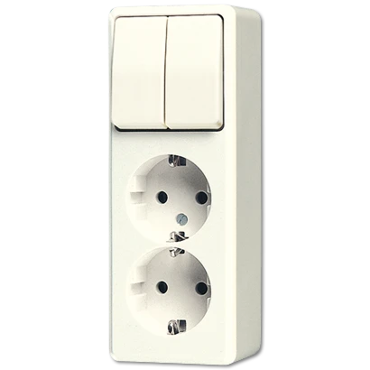 Jung AP 600 combinatie wandcontactdoos serie + ra opbouw Enkel drukcontact wit IP20 625A