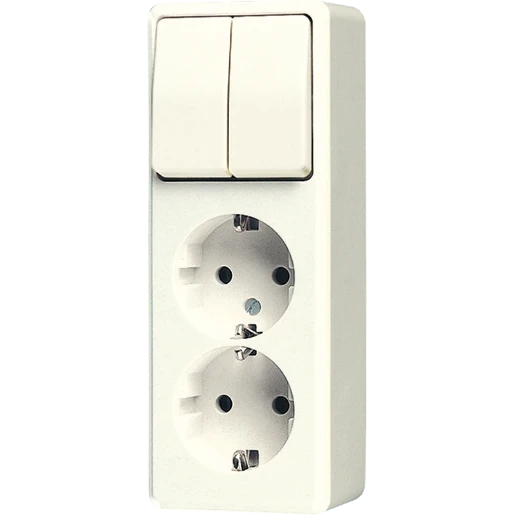 Jung AP 600 combinatie wandcontactdoos serie + ra opbouw Enkel drukcontact wit IP20 625A