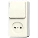 Jung AP 600 combinatie wandcontactdoos wissel opbouw wit IP20 646A