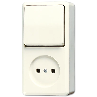 Jung AP 600 combinatie wandcontactdoos wissel opbouw wit IP20 646A