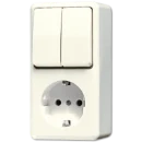 Jung AP 600 combinatie wandcontactdoos + ra opbouw wit IP20 675A