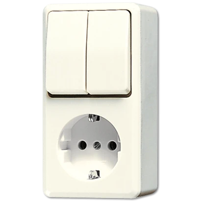 Jung AP 600 combinatie wandcontactdoos + ra opbouw wit IP20 675A