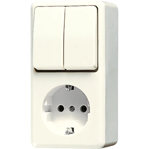 Jung AP 600 combinatie wandcontactdoos + ra opbouw wit IP20 675A