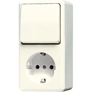 Jung AP 600 combinatie wandcontactdoos wissel + ra opbouw wit IP20 676A