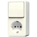 Jung AP 600 combinatie wandcontactdoos wissel + ra opbouw wit IP20 676A