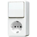 Jung AP 600 combinatie wandcontactdoos + ra wissel opbouw Wisselschakelaar wit IP20 676AWW