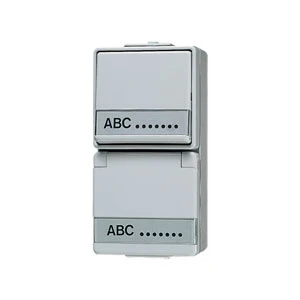 Jung WG 600 combinatie wandcontactdoos + ra + tekstveld wissel opbouw grijs IP44 676NAW