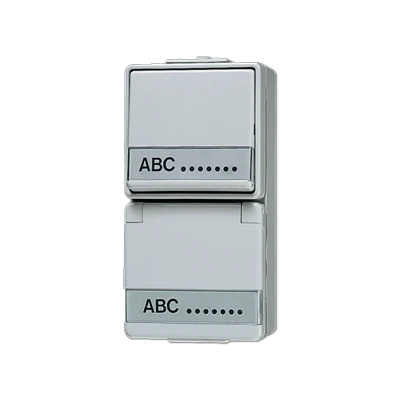 Jung WG 600 combinatie wandcontactdoos + ra + tekstveld wissel opbouw grijs IP44 676NAW