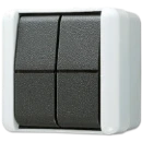 Jung WG 800 impulsdrukker met onderkast maakcontact opbouw serie drukcontact Wip Glanzend grijs RAL 7035 835W