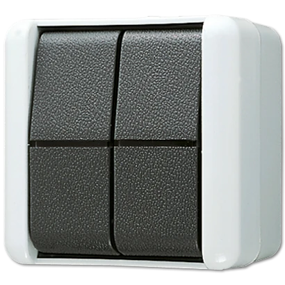 Jung WG 800 impulsdrukker met onderkast maakcontact opbouw serie drukcontact Wip Glanzend grijs RAL 7035 835W