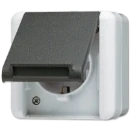 Jung WG 800 wandcontactdoos onderkast opbouw 16A 250V RA Glanzend grijs RAL 7035 IP44 820W